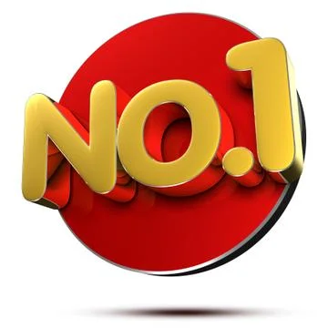 No.1 3d rendering on white background.(with Clipping Path). Stock Illustration