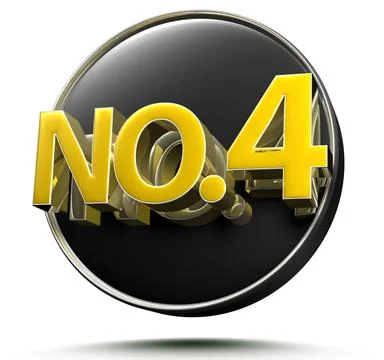 No.4 3d rendering on white background with clipping path. Stock Illustration