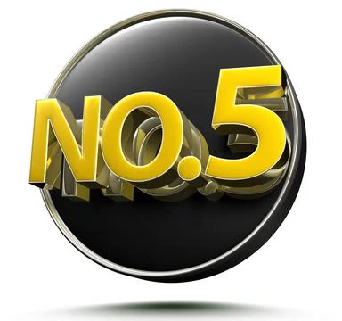 No.5 3d rendering on white background with clipping path. Stock Illustration