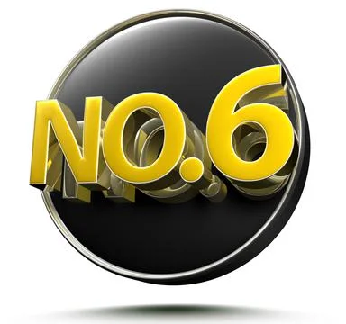 No.6 3d rendering on white background with clipping path. Stock Illustration