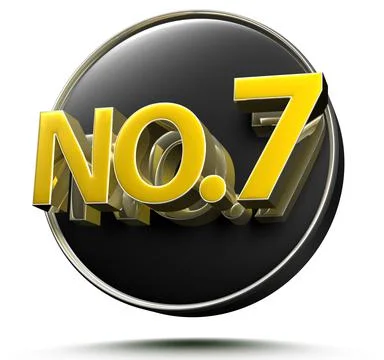 No.7 3d rendering on white background with clipping path. Stock Illustration