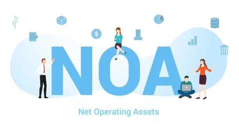 Noa net operating asset concept with big word or text and team people with mo Stock Illustration