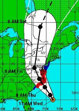 Noaa Map Plot of Hurricane - Sep 2003 Fotos de archivo