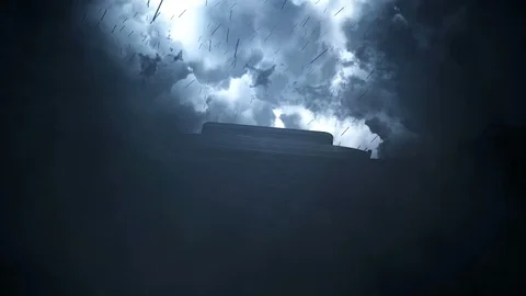 Noah Ark Sailing Between Huge Waves in the Big Flood Stock Footage 99005682