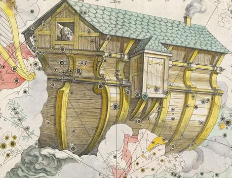 Noahs Ark Argo Navis or Ship of the Argonauts from Coelum Stellatum Christianum Stock Illustration