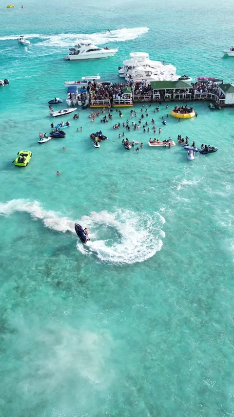 Noah S Ark Beach Club Day Party Aerial Stock Video Pond