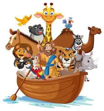 Noah's Ark with Happy Animals Stock Illustration