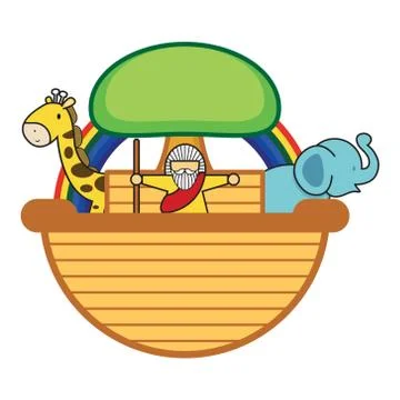 Noah's Ark with rainbow cute vector Illustration Stock Illustration