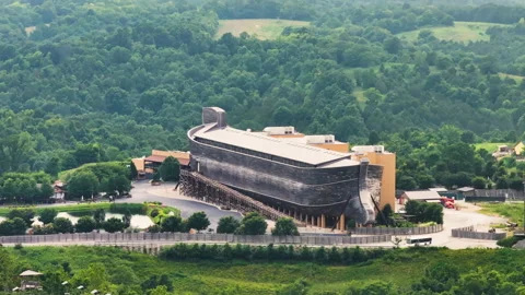Noahs ark replica museum at Ark Encounter Theme Park in Williamstown, Kentucky Stock Footage 309943580