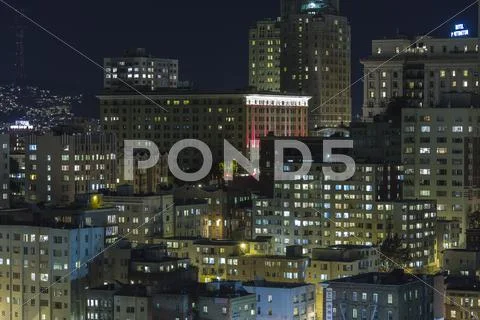 Nob hill san francisco editorial night view Stock Photos