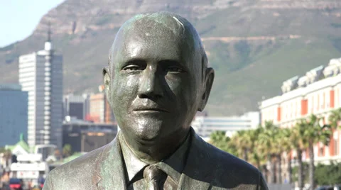 Nobel Square, close up of FW de Klerk statue Stock Footage 39296269