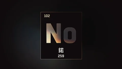 Nobelium as Element 102 of the Periodic Table 3D illustration on grey background Stock Footage 126452346