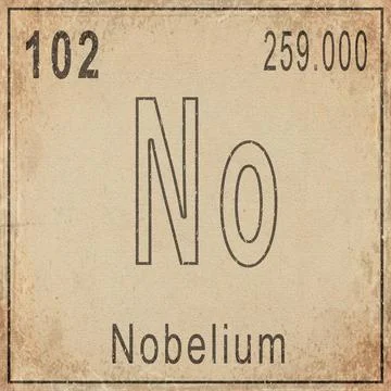Nobelium Element Card from Periodic Table on Vintage Old Paper Stock Illustration