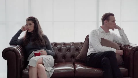 Nobility lovers sit on the sofa, they have a gesture, do not like to talk. Stock Footage 134480505