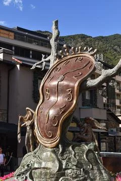 The Nobility of Time Melting clock sculpture  in Andorra la Vella Stock-Fotos