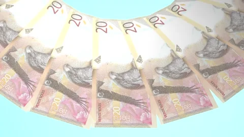 Noble Looping Design 20 Nuevo Sol Curency of Peru Stock Footage 309458375