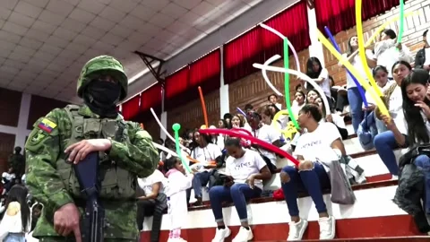 Noboa allocates 180 million dollars to Ecuador's Youth in Action program, Quito, Video stock 339720463