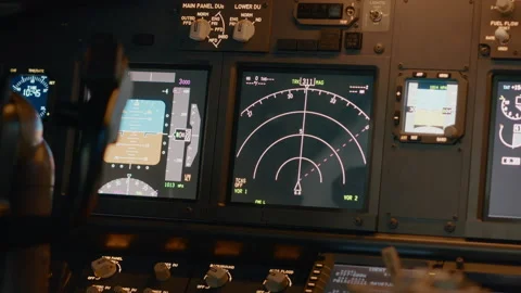 Nobody in plane cabin with control panel and navigation compass Vidéo 211287818