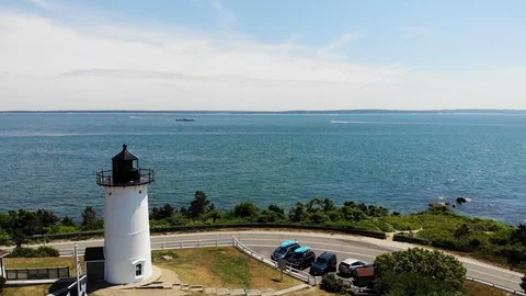 Nobska Lighthouse spin 4k Stock Footage 98047369