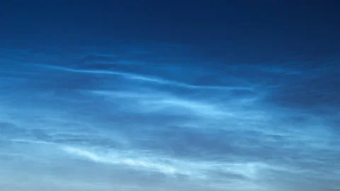 Noctilucent clouds or silvery clouds. Noctilucent clouds scenic time lapse. Stock Footage 156699535