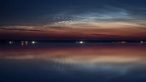 Noctilucent clouds over the lake Stock Footage 112767195