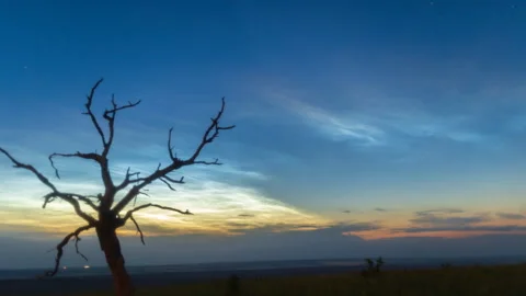 Noctilucent clouds scenic time lapse. Stock Footage 134575697