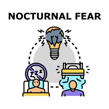Nocturnal fear causing sleep problems and stress Ilustración de archivo