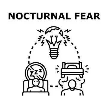 Nocturnal fear causing sleep problems and stress Ilustración de archivo