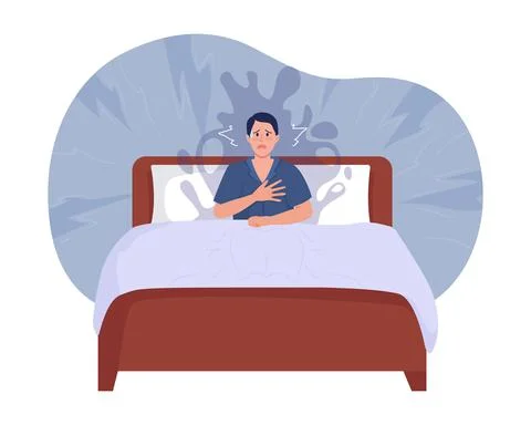 Nocturnal panic attack 2D vector isolated illustration Illustrazione stock