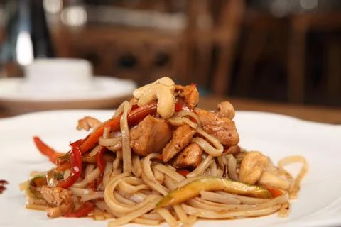 Noddles with chicken Foto stock