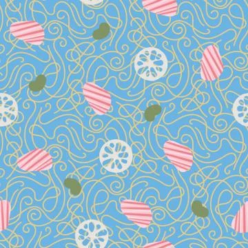 Noddles with salmon seamless vector pattern Stock-Illustration