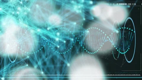 Node activation starting, turquoise HUD lighting, helix forming, waveform Vidéo 335651644