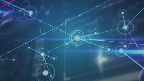 Node appearing on dark background starting network growing with nodes, lines and 스톡 동영상 313294938