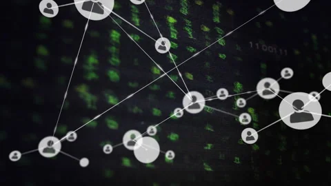 On node appearing over circuit map starting nodes spawning and linking showing Stock Footage 310406268