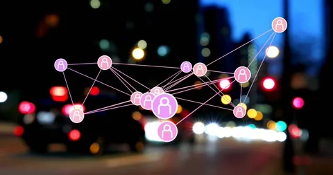 Node cluster appearing frame one, network growing, connecting nodes and pulsing Video stock 322119997