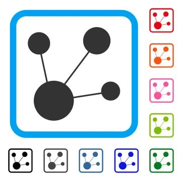 Node Connections Framed Icon Stock Illustration