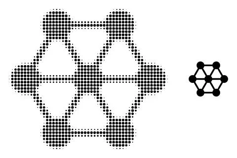 Node Connections Halftone Dotted Icon Stock Illustration
