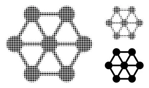 Node Connections Halftone Dotted Icon Illustrazione stock