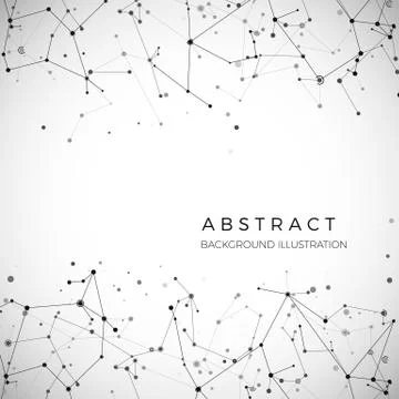Node, dots and lines. Abstract particles geometric graphic background. Struct Illustrazione stock