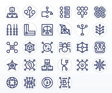 Node featuring 28 High Resolution Vector Icons in Bold Line Design Stock Illustration