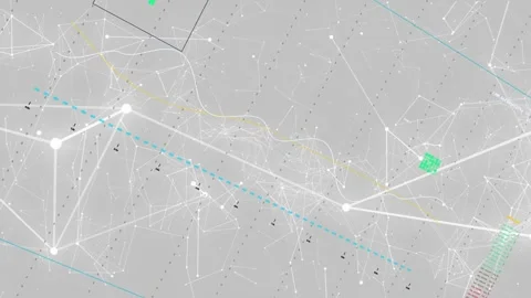 Node glow starting network, nodes pulsing, yellow wave crossing turquoise line Vidéo 334724889