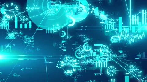 Node graphs and charts with data visualization and information Stock Footage 150002991