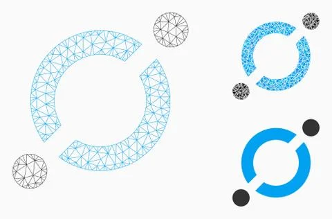 Node Link Vector Mesh Network Model and Triangle Mosaic Icon Illustrazione stock