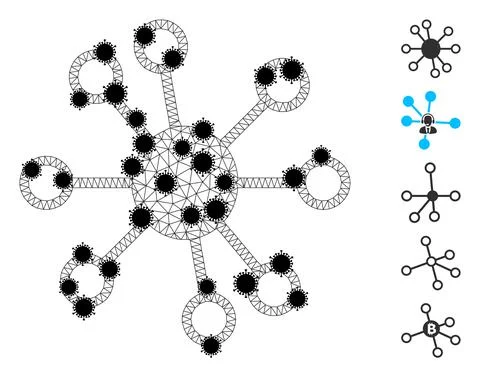 Node Links Carcass Mesh Icon with Covid Elements Stockillustratie