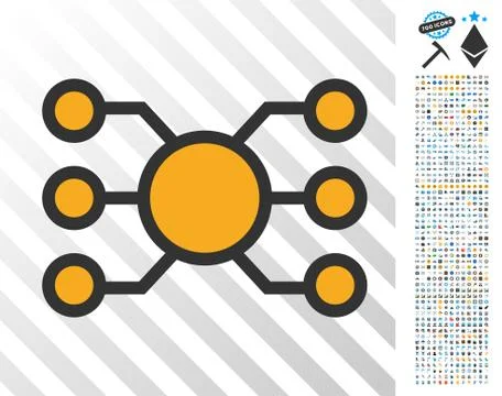 Node Links Flat Icon with Bonus Stock Illustration