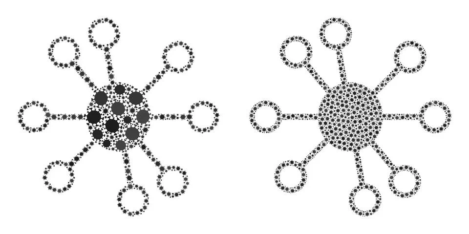 Node Links Icon - Collage of Covid Biohazard Infection Items Illustrazione stock