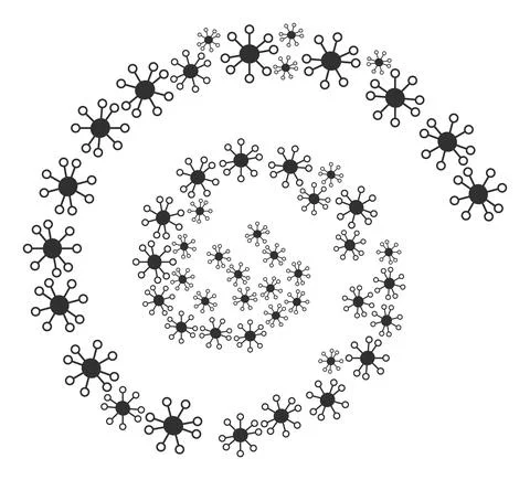 Node Links Icon Spiral Motion Collage Illustrazione stock