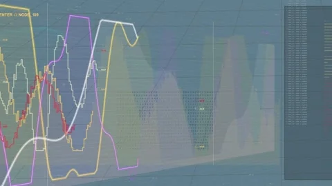 Node marker sending signal, lines growing, crossing and annotating data for 库存影片 334418960