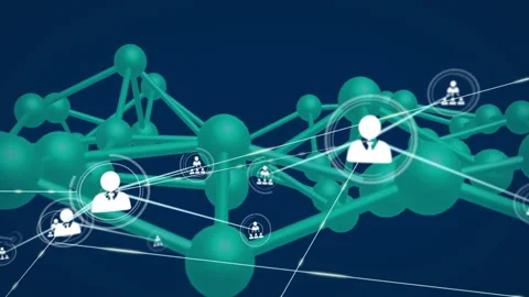Node network rotating while user icons connecting when white user icon 스톡 동영상 310317438