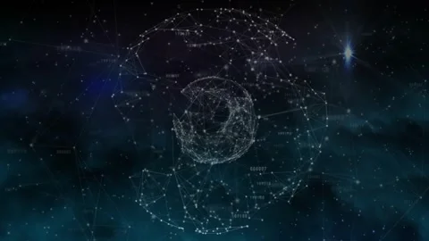 Node orb rotating, rewiring in teal void, streak crossing left-right lighting Stock Footage 329533677